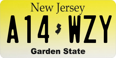 NJ license plate A14WZY