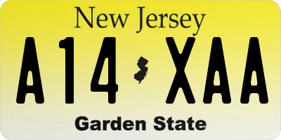 NJ license plate A14XAA