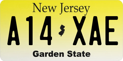 NJ license plate A14XAE