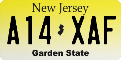 NJ license plate A14XAF