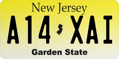 NJ license plate A14XAI