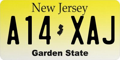 NJ license plate A14XAJ