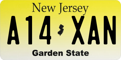 NJ license plate A14XAN
