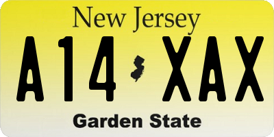 NJ license plate A14XAX