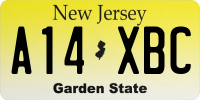 NJ license plate A14XBC