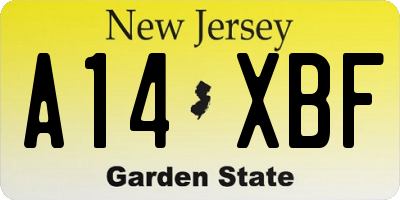 NJ license plate A14XBF