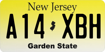NJ license plate A14XBH