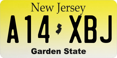 NJ license plate A14XBJ