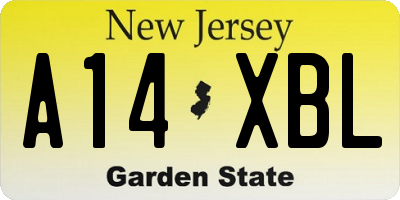 NJ license plate A14XBL