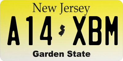 NJ license plate A14XBM