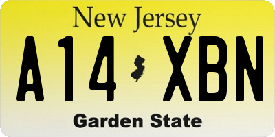 NJ license plate A14XBN