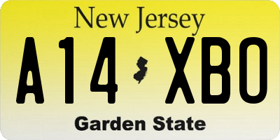 NJ license plate A14XBO