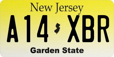 NJ license plate A14XBR