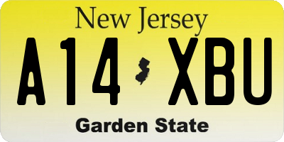 NJ license plate A14XBU