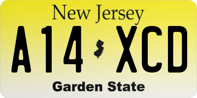 NJ license plate A14XCD