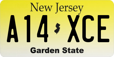 NJ license plate A14XCE