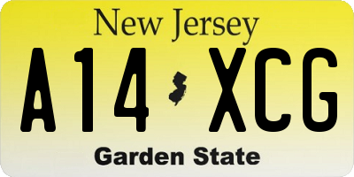 NJ license plate A14XCG