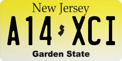 NJ license plate A14XCI