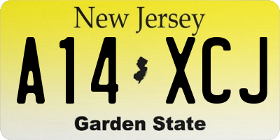 NJ license plate A14XCJ