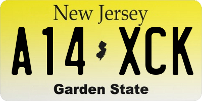 NJ license plate A14XCK