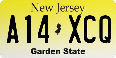 NJ license plate A14XCQ