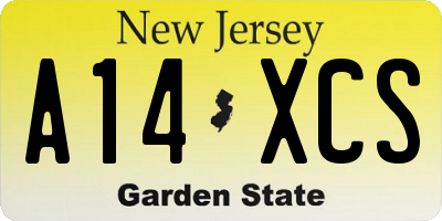 NJ license plate A14XCS