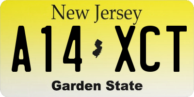 NJ license plate A14XCT