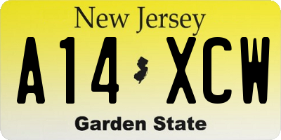 NJ license plate A14XCW