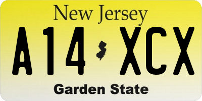 NJ license plate A14XCX
