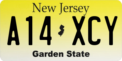 NJ license plate A14XCY
