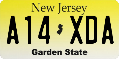 NJ license plate A14XDA