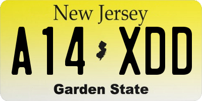 NJ license plate A14XDD