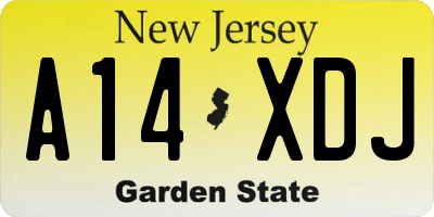 NJ license plate A14XDJ