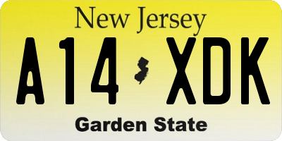NJ license plate A14XDK