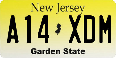 NJ license plate A14XDM