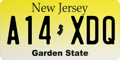 NJ license plate A14XDQ