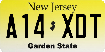 NJ license plate A14XDT