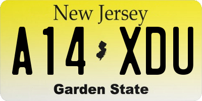 NJ license plate A14XDU