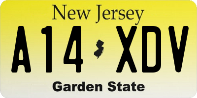 NJ license plate A14XDV
