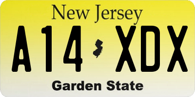 NJ license plate A14XDX