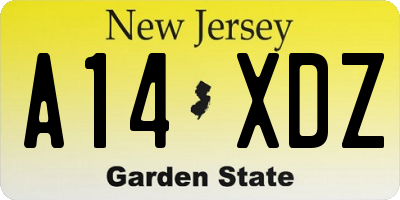 NJ license plate A14XDZ