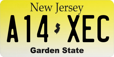 NJ license plate A14XEC