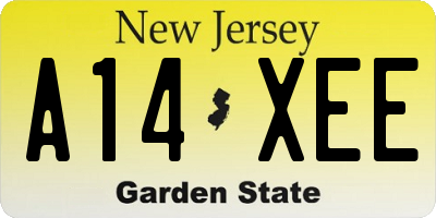 NJ license plate A14XEE