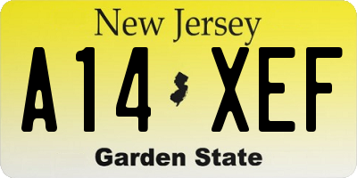 NJ license plate A14XEF