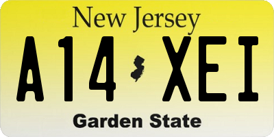 NJ license plate A14XEI
