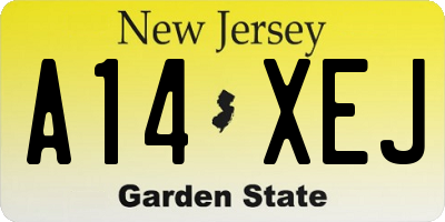 NJ license plate A14XEJ