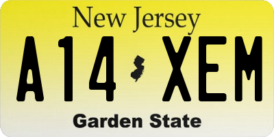 NJ license plate A14XEM