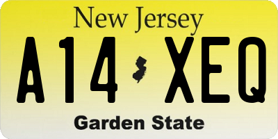 NJ license plate A14XEQ