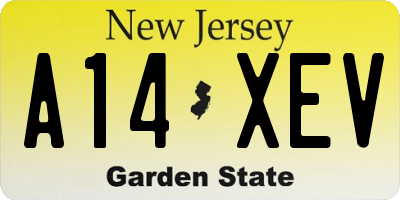 NJ license plate A14XEV