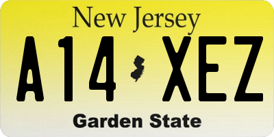 NJ license plate A14XEZ